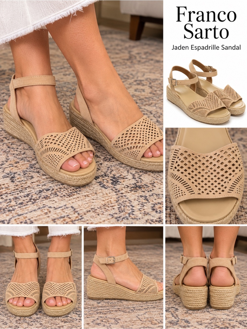 Franco Sarto Jaden Espadrille Sandal - Tan Beige Wedge